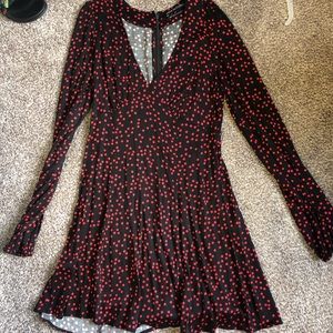 Black and red polka dot dress
